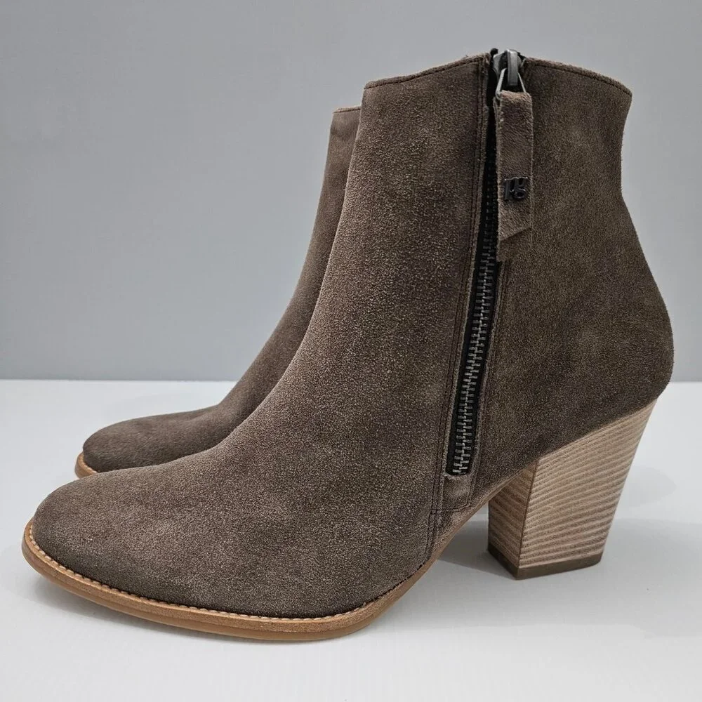 Paul Green Reya Stacked Heel Ankle Boot Womens UK 8.5 Brown Suede Side Zip